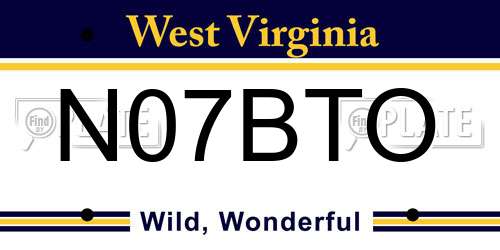 N07BTO West Virginia License Plate