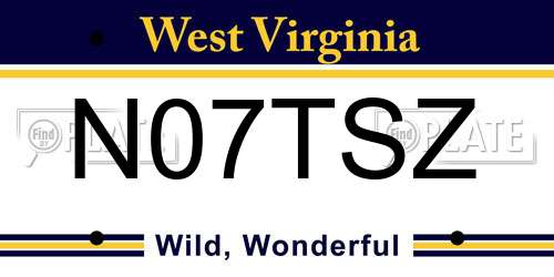 N07TSZ West Virginia License Plate