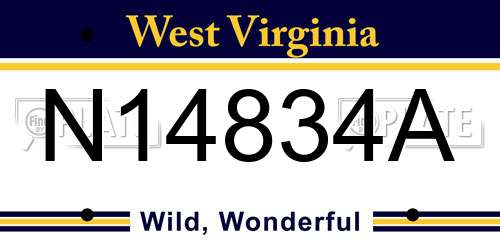 N14834A West Virginia License Plate