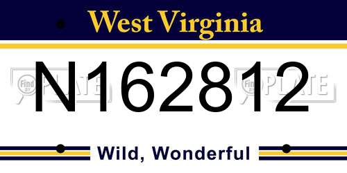 N162812 West Virginia License Plate