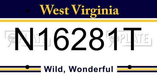 N16281T West Virginia License Plate