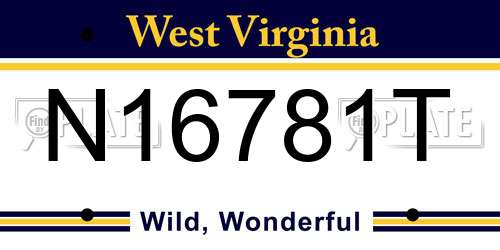 N16781T West Virginia License Plate