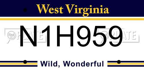 N1H959 West Virginia License Plate