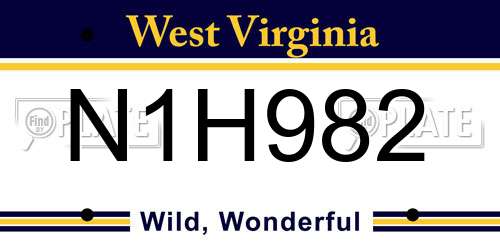N1H982 West Virginia License Plate