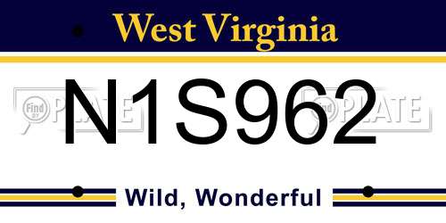 N1S962 West Virginia License Plate