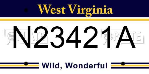 N23421A West Virginia License Plate