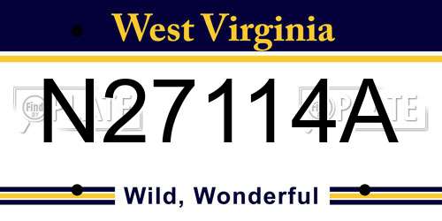 N27114A West Virginia License Plate