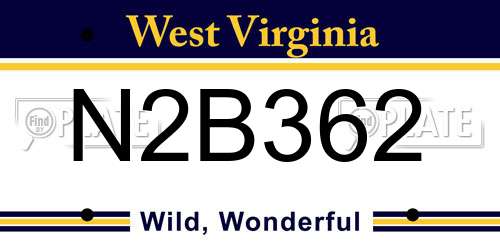 N2B362 West Virginia License Plate
