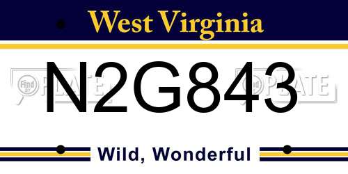 N2G843 West Virginia License Plate