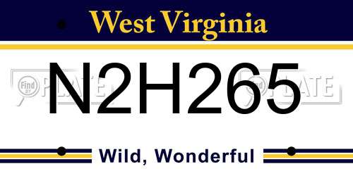 N2H265 West Virginia License Plate
