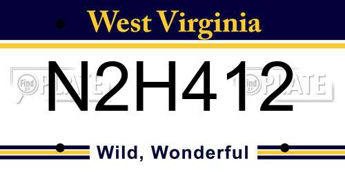 N2H412 West Virginia License Plate