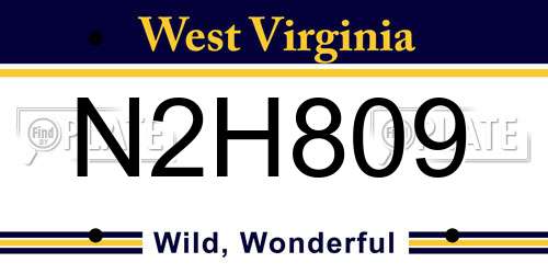 N2H809 West Virginia License Plate