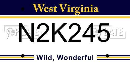 N2K245 West Virginia License Plate