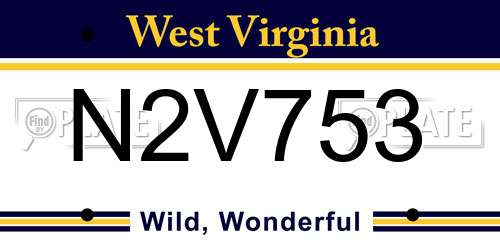 N2V753 West Virginia License Plate