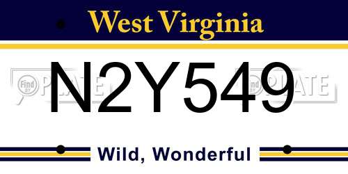 N2Y549 West Virginia License Plate