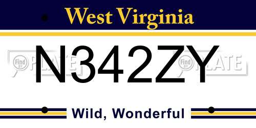 N342ZY West Virginia License Plate