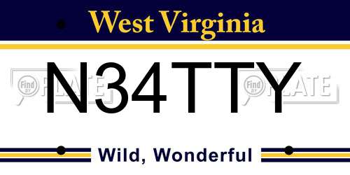 N34TTY West Virginia License Plate