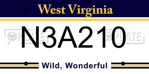 N3A210 West Virginia License Plate