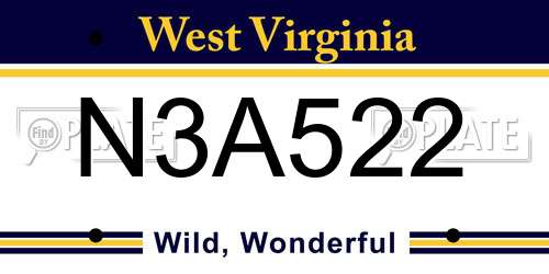 N3A522 West Virginia License Plate