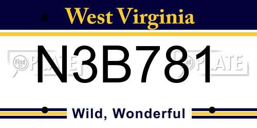 N3B781 West Virginia License Plate