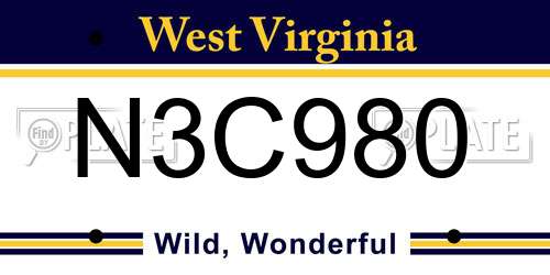 N3C980 West Virginia License Plate