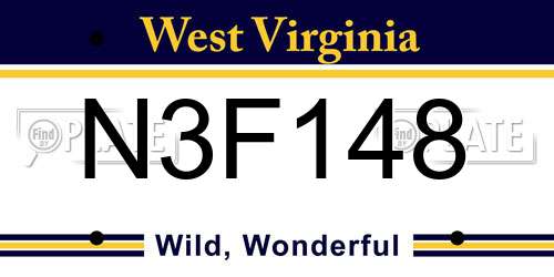 N3F148 West Virginia License Plate
