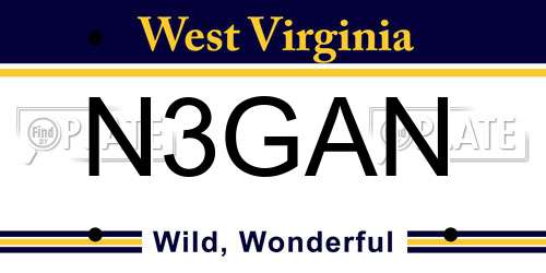 N3GAN West Virginia License Plate
