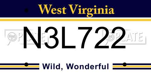 N3L722 West Virginia License Plate