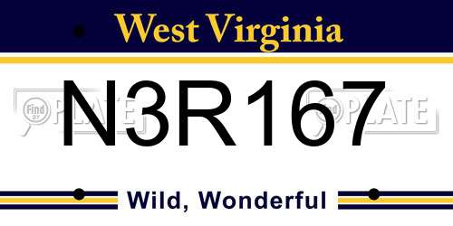 N3R167 West Virginia License Plate