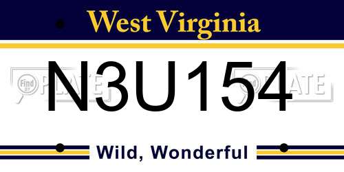 N3U154 West Virginia License Plate
