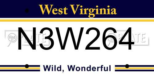 N3W264 West Virginia License Plate