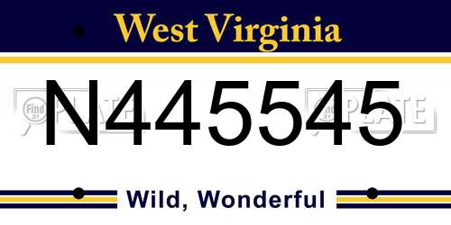 N445545 West Virginia License Plate