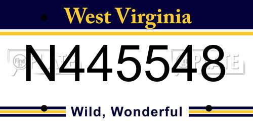N445548 West Virginia License Plate