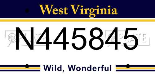 N445845 West Virginia License Plate