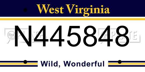 N445848 West Virginia License Plate