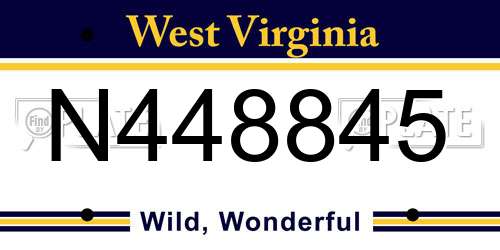 N448845 West Virginia License Plate