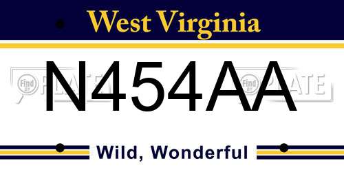 N454AA West Virginia License Plate