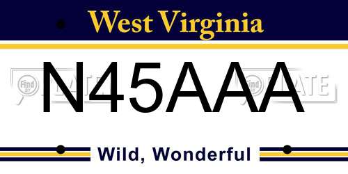N45AAA West Virginia License Plate