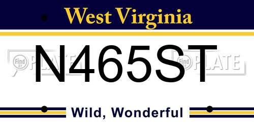 N465ST West Virginia License Plate