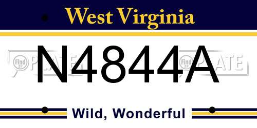 N4844A West Virginia License Plate