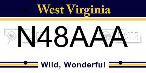 N48AAA West Virginia License Plate