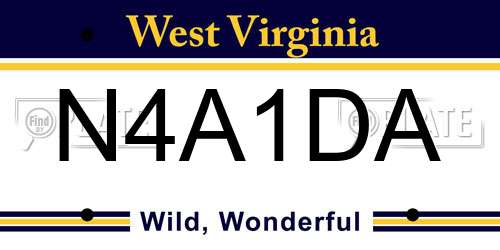 N4A1DA West Virginia License Plate