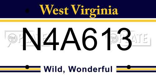 N4A613 West Virginia License Plate