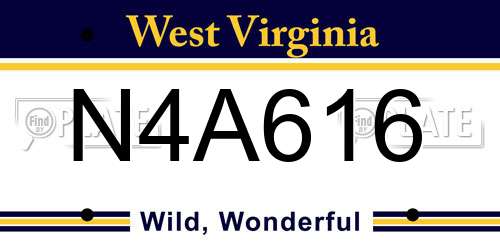 N4A616 West Virginia License Plate