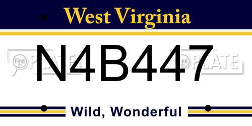 N4B447 West Virginia License Plate