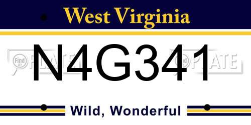 N4G341 West Virginia License Plate