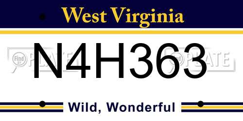 N4H363 West Virginia License Plate