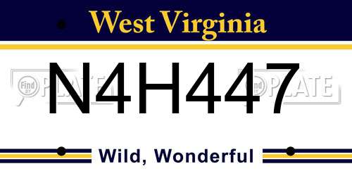 N4H447 West Virginia License Plate