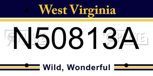 N50813A West Virginia License Plate