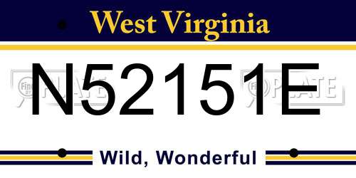 N52151E West Virginia License Plate